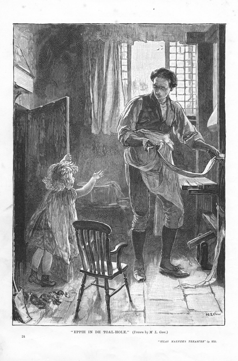 Scen från Silas Marner av George Eliot, 1882 av Mary L Gow