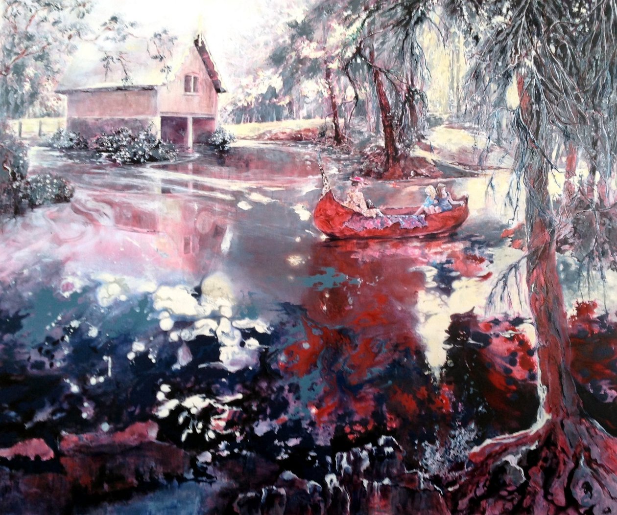 Elvaston båthus och sjö av Mary Smith