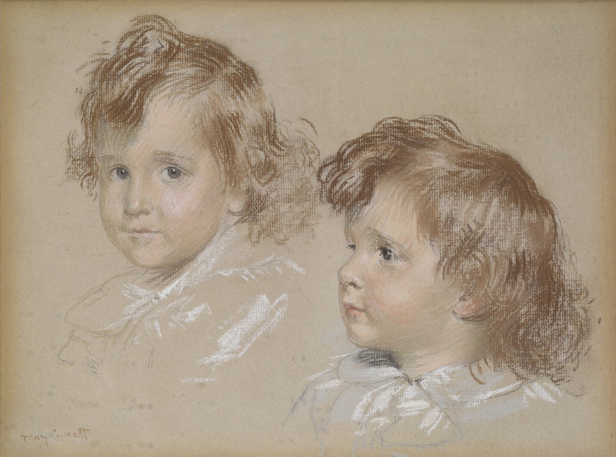 Barnhuvuden (pastell på papper monterad på duk) av Mary Stevenson Cassatt