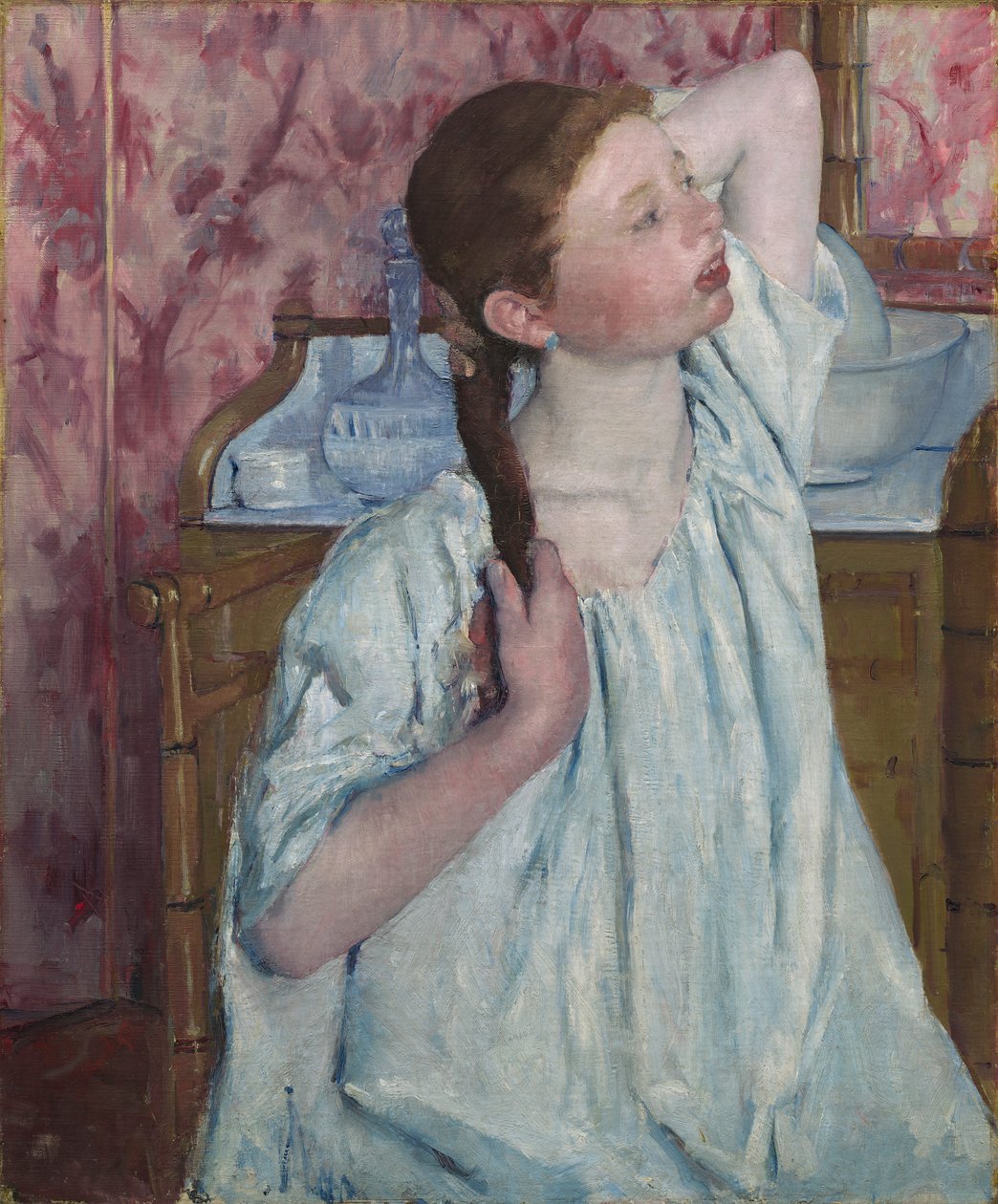 Flicka Som Ordnar Hennes Hår av Mary Stevenson Cassatt