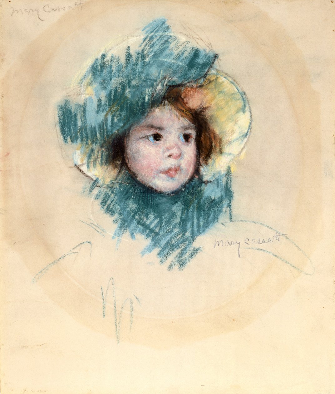 Head Of Margot (pastell på vitt papper) av Mary Stevenson Cassatt