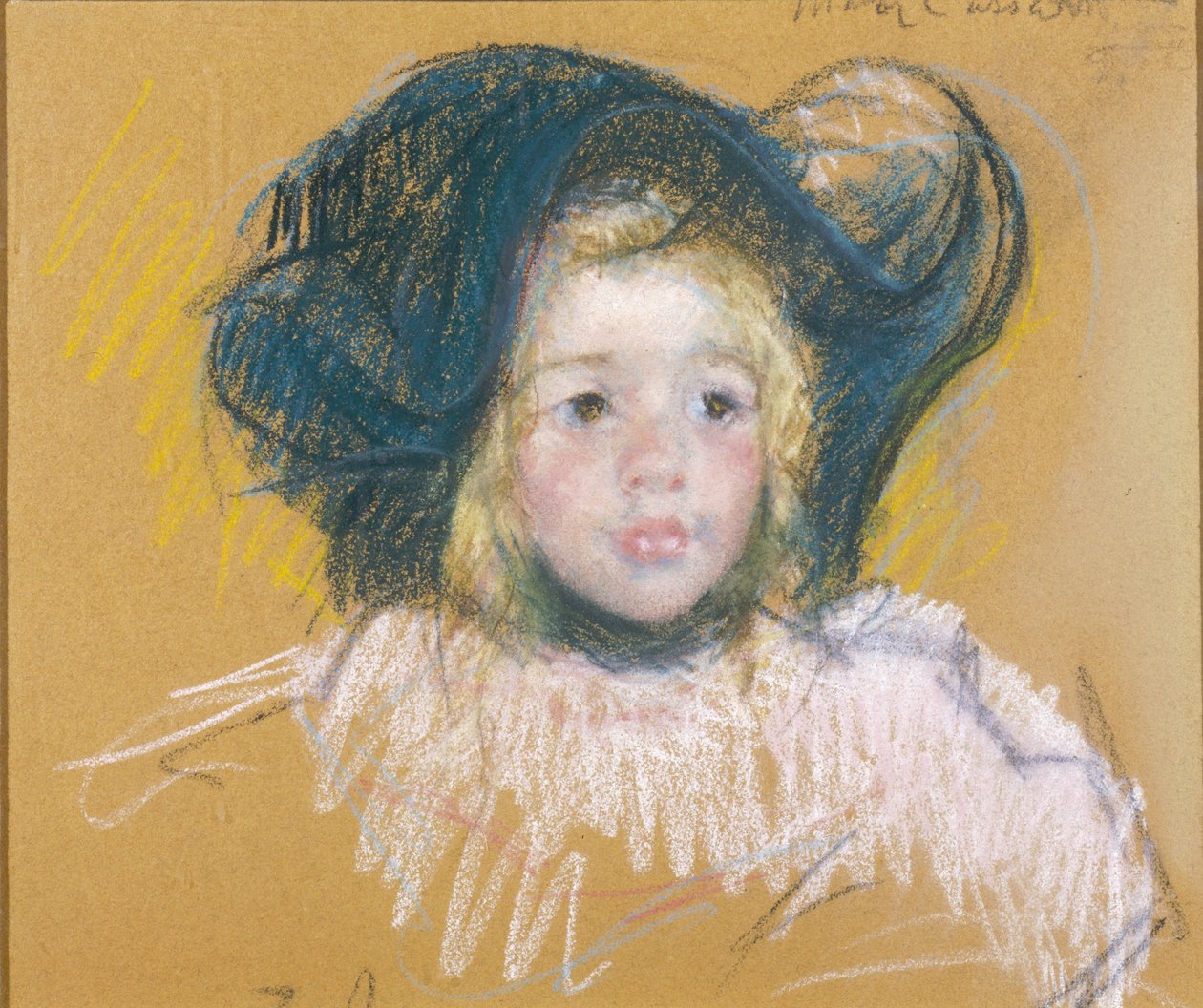 Liten flicka i stor hatt, ca 1904 (pastell på papper) av Mary Stevenson Cassatt
