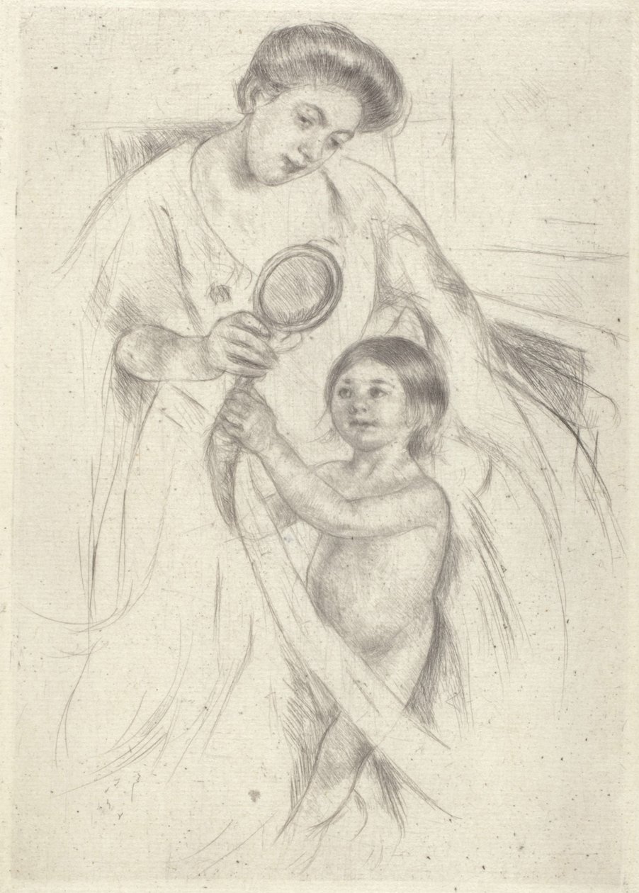 Titta in i en handspegel #3 (bläck) av Mary Stevenson Cassatt