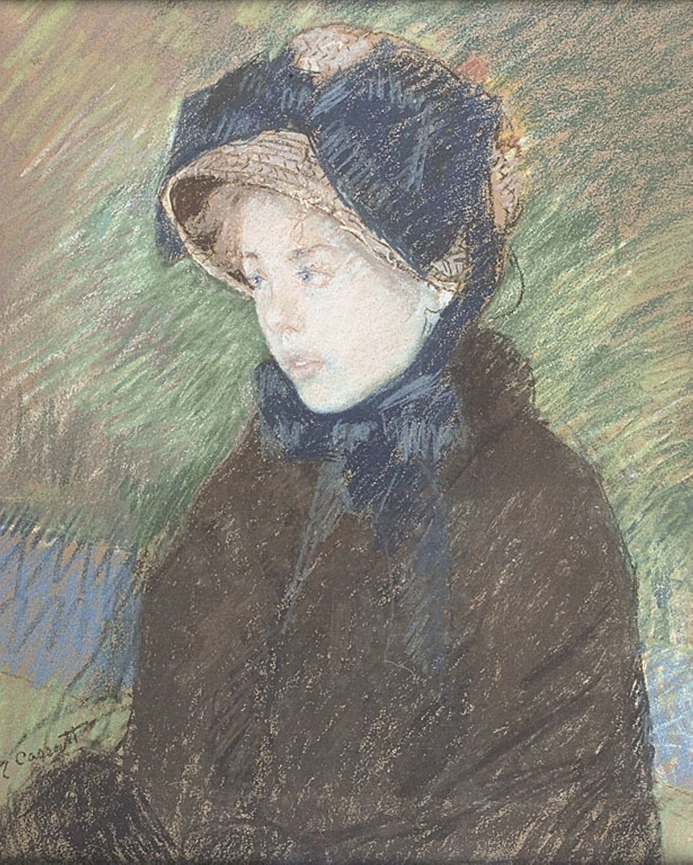 Porträtt av en ung flicka, ca 1880 (pastell på papper) av Mary Stevenson Cassatt