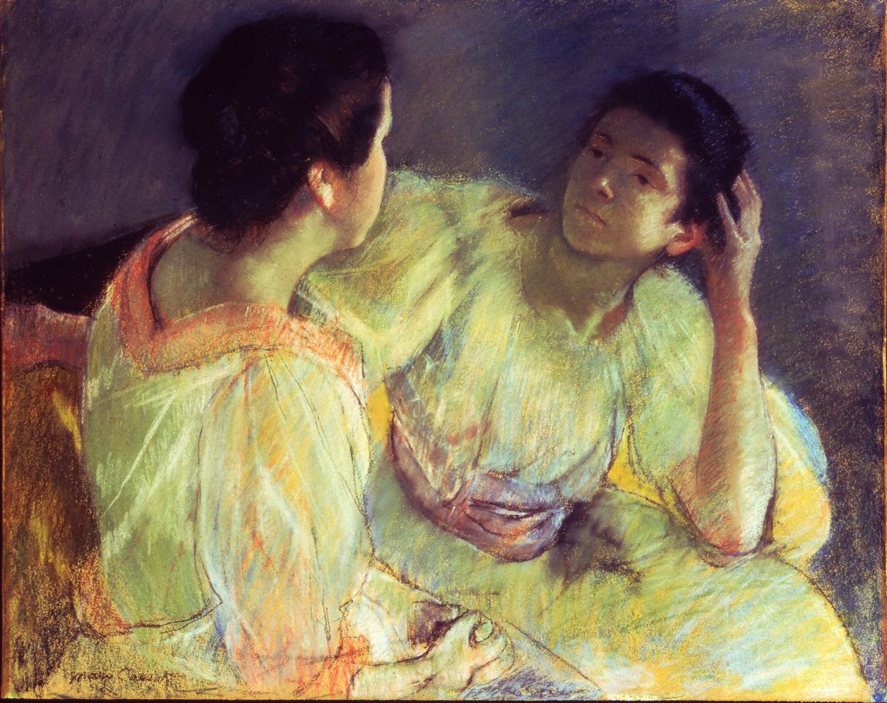The Conversation, c.1896 (pastell på papper på duk) av Mary Stevenson Cassatt
