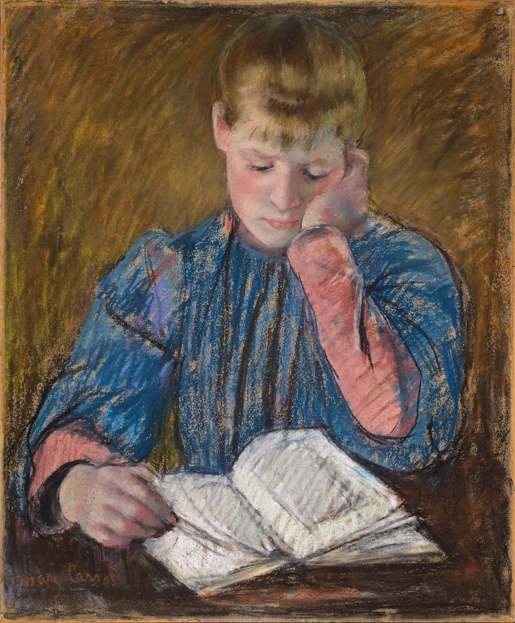 Ung flicka som läser, ca 1894 (pastell på papper) av Mary Stevenson Cassatt