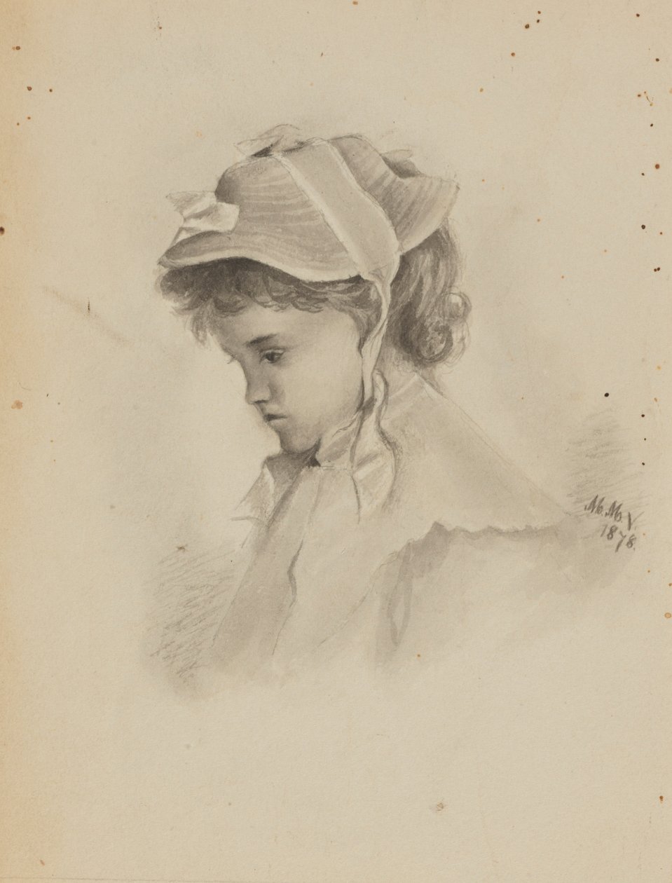 Utan titel (Huvud av ett barn som tittar ner) av Mary Vaux Walcott