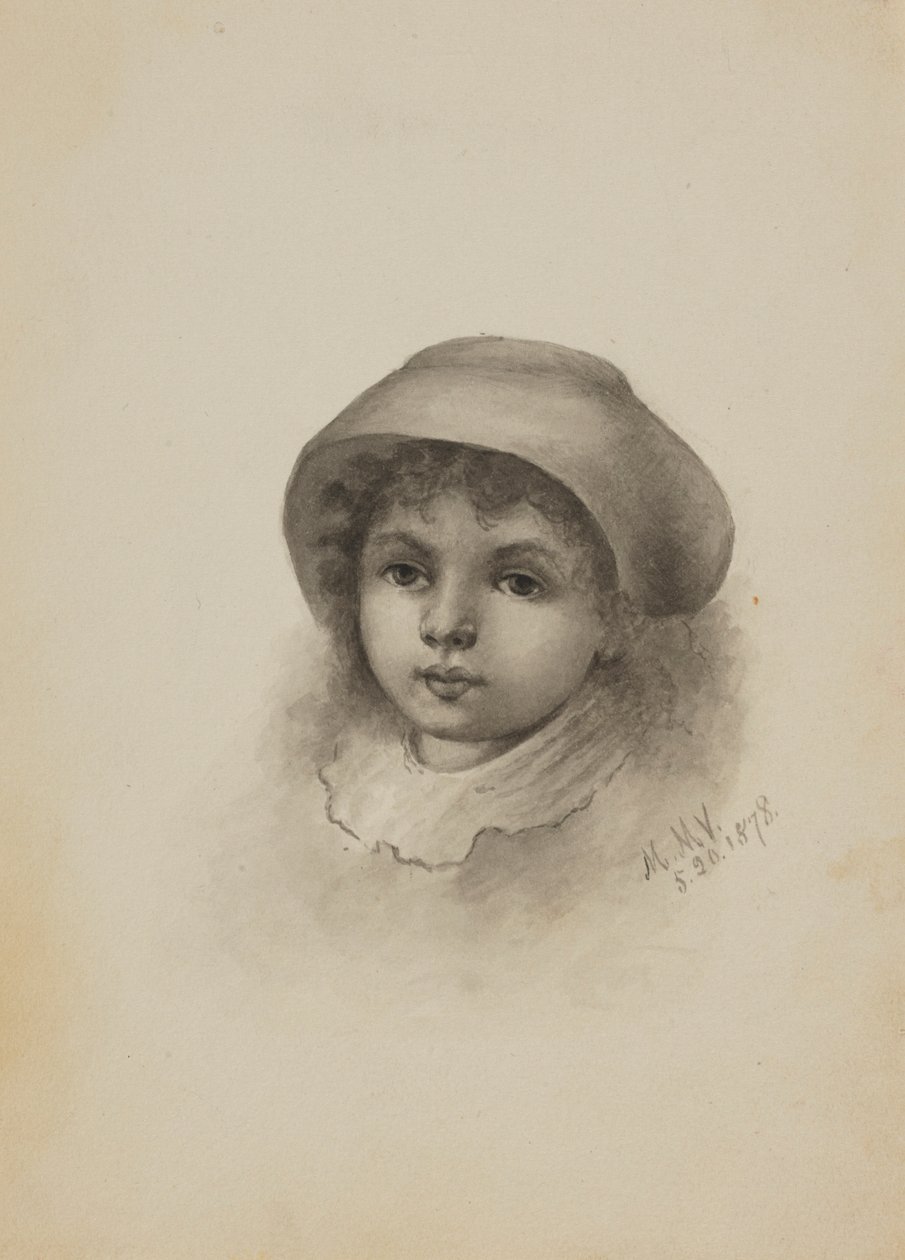 Utan titel (Huvud av ett barn med hatt) av Mary Vaux Walcott