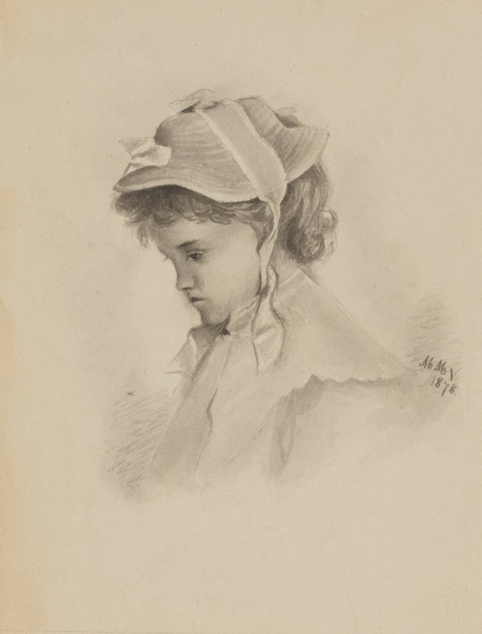 Utan titel Head of a Child Looking Down, 1878. av Mary Vaux Walcott