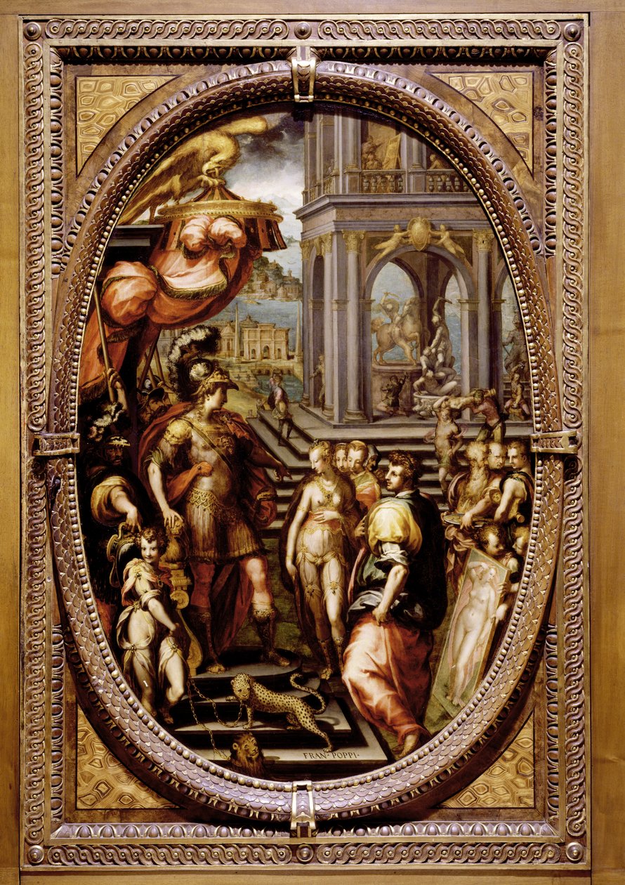 Alexander den store ger Campaspe till Apelles, 1572 (olja på skiffer) av Maso da San Friano
