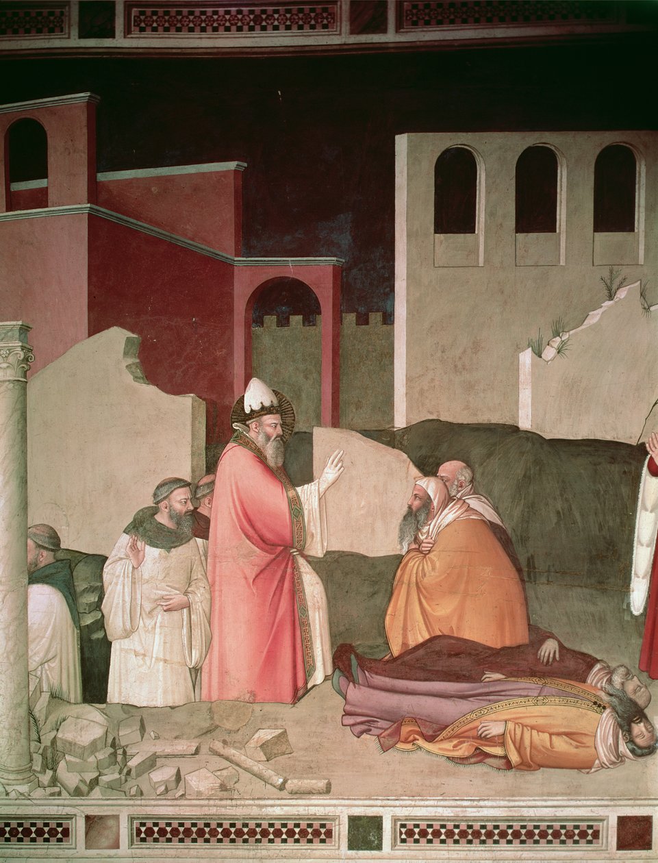 St. Sylvester återupplivar två döda romare, detalj från Bardi Chapel, ca 1340 av Maso di Banco