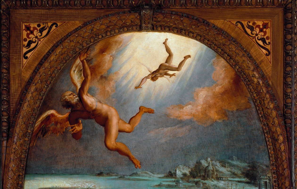 Ikaros fall, detalj (Målning av Maso da San Friano