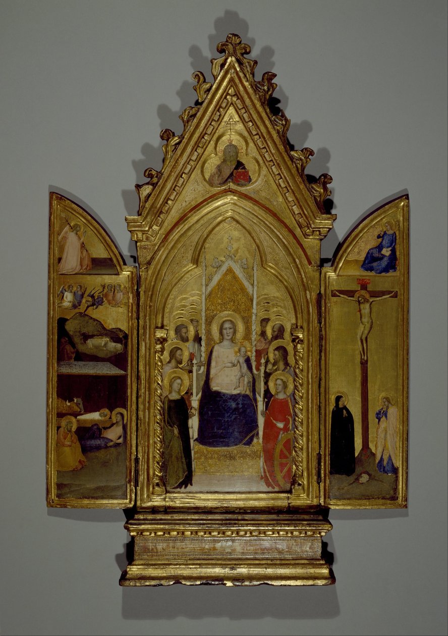 Madonna med helgon och scener av Kristi liv, bärbar altartavla av Maso di Banco