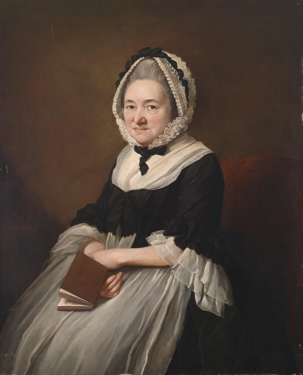 Bildnis Mrs. Stevenson, signiert und datiert Mitte links av Mason Chamberlin