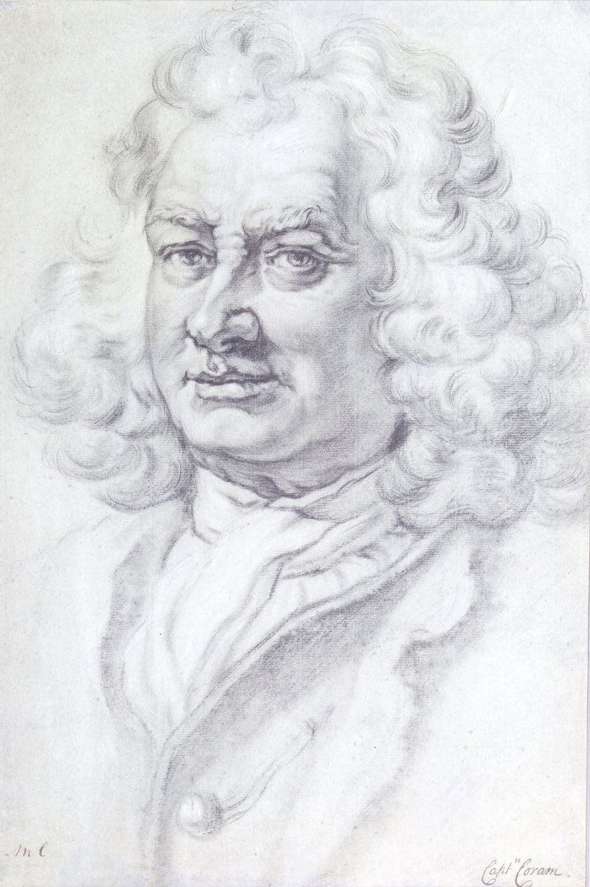 Porträtt av kapten Thomas Coram (ca 1668-1751), 1768 (penna) av Mason Chamberlin