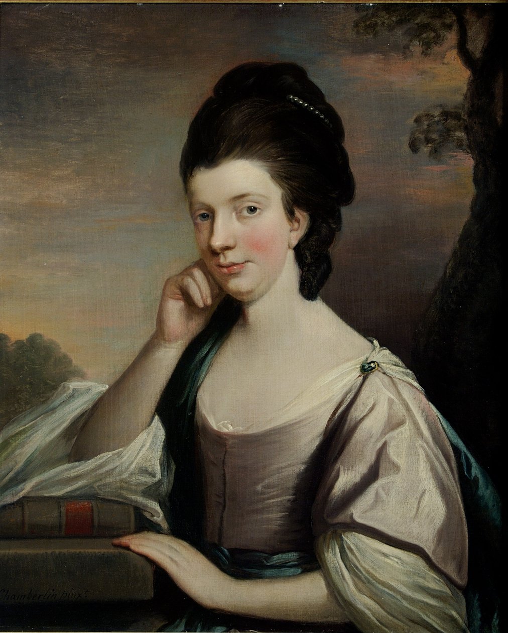Porträtt av en dam, tros vara Elizabeth Hartley (1751-1824) av Mason Chamberlain
