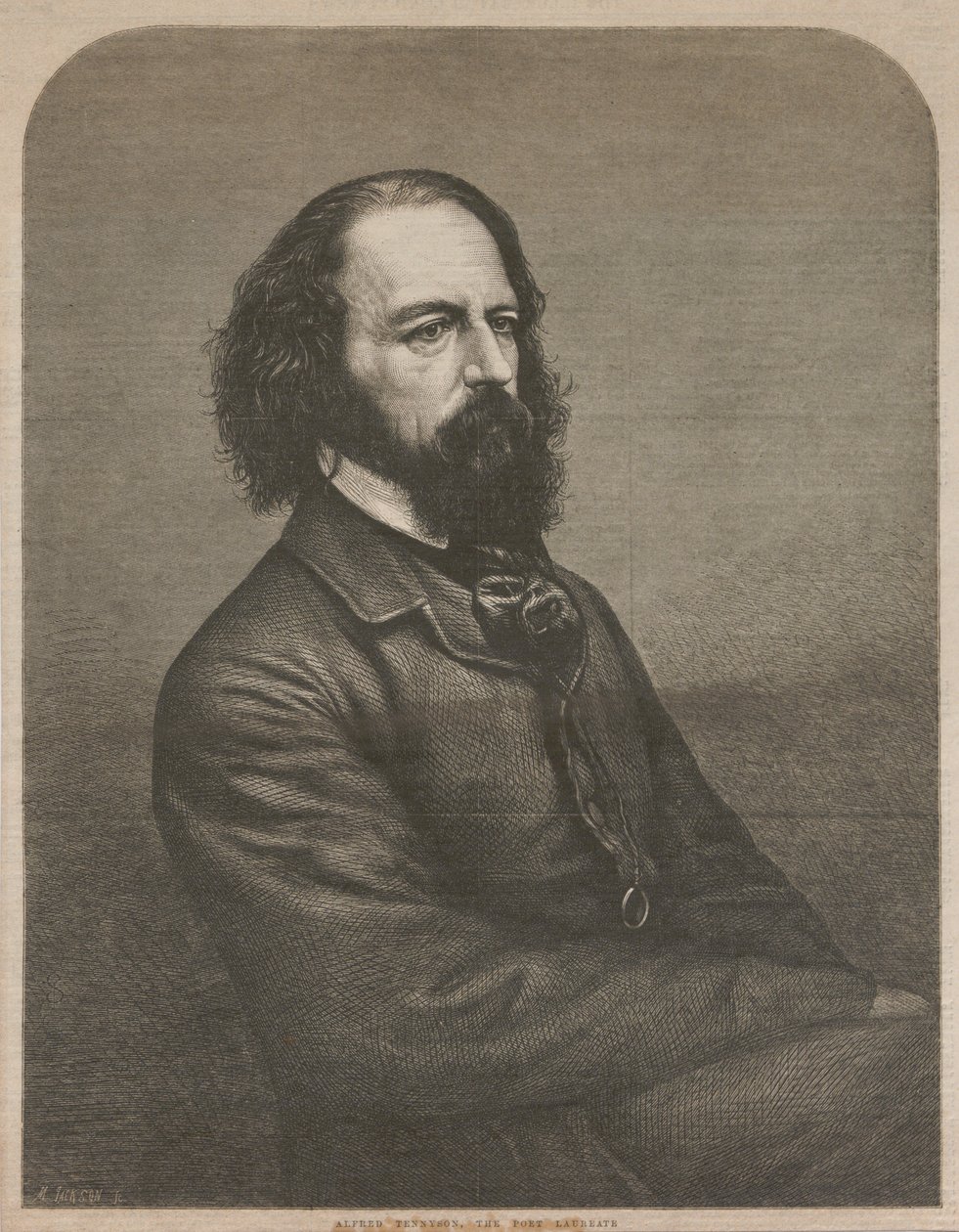 Porträtt av Alfred, Lord Tennyson 1809-1892, 1864. av Mason Jackson