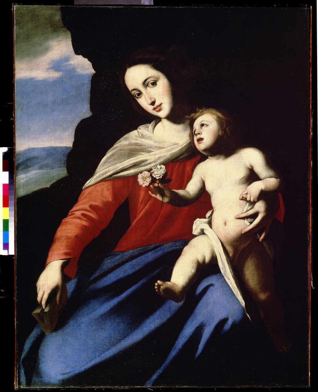 Jungfrun och barnet (Jungfrun och barnet). Målning av Massimo Stanzione (cirka 1585-cirka 1658). Olja på duk av Massimo Stanzione