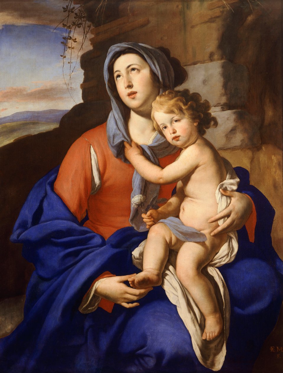 Madonna och barn, av Massimo Stanzione (1585-1656) av Massimo Stanzione