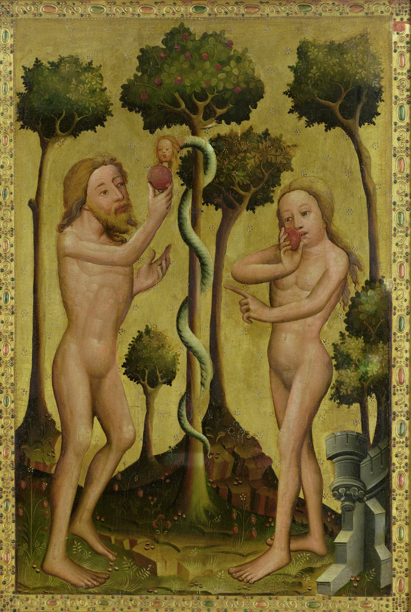 Fallet, detalj från Grabow Altarpiece, 1379-83 (tempera på panel) av Master Bertram of Minden