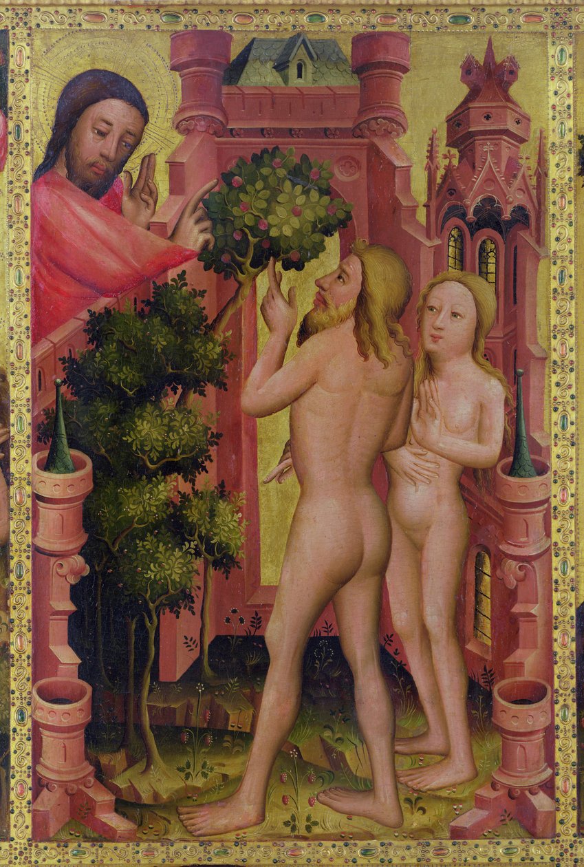 Kunskapens träd, detalj från Grabow Altarpiece, 1379-83 (tempera på panel) av Master Bertram of Minden