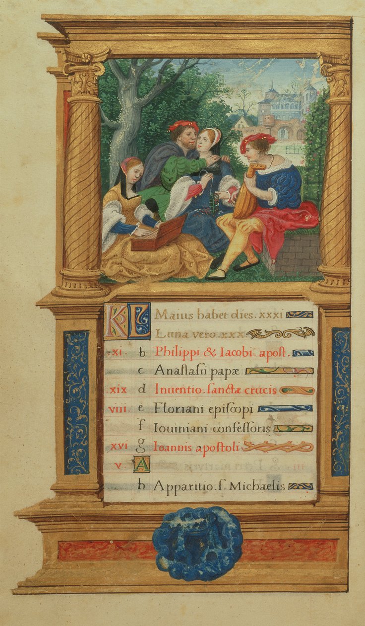 MS W.449 fol.6v May Making Music, ca 1525 av Master Jean de Mauleon