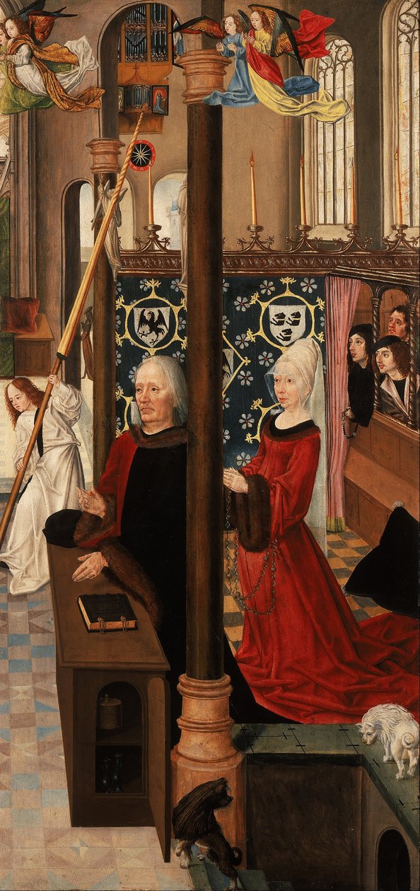 Triptych with Scenes from Christs Passion (reverse of right wing) Two Kneeling Donors av Master of Aachen the Altarpiece