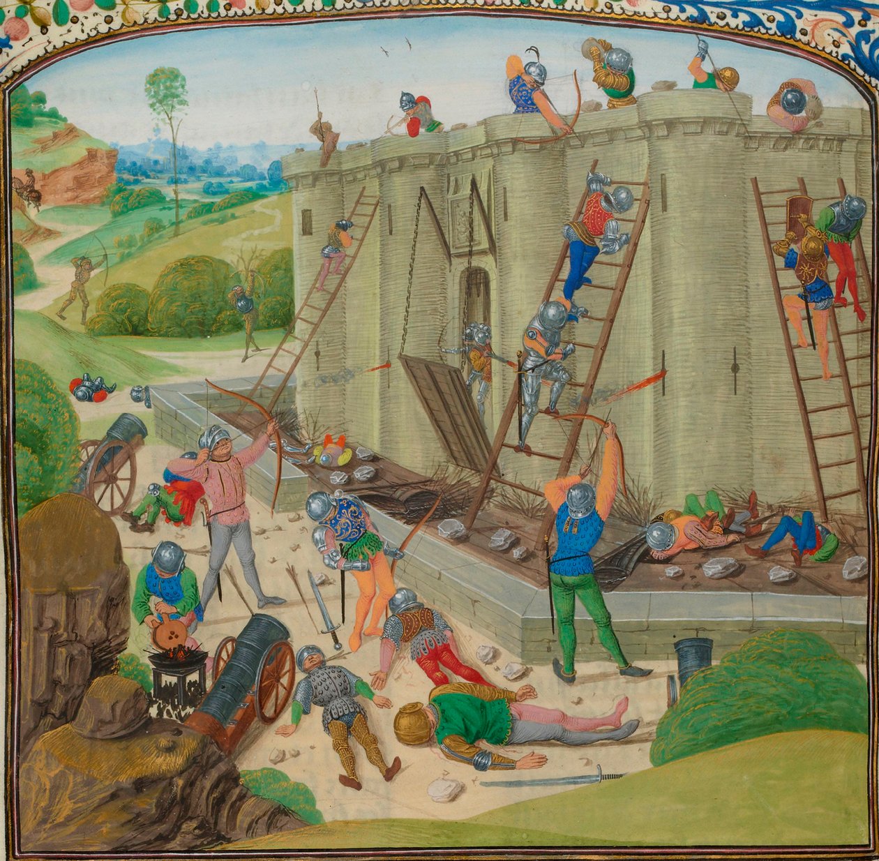 Les plus anciennes représentations connues du château illustrent le siège de Brest par le duc de Lancastre en 1386. av Master of Anthony of Burgundy