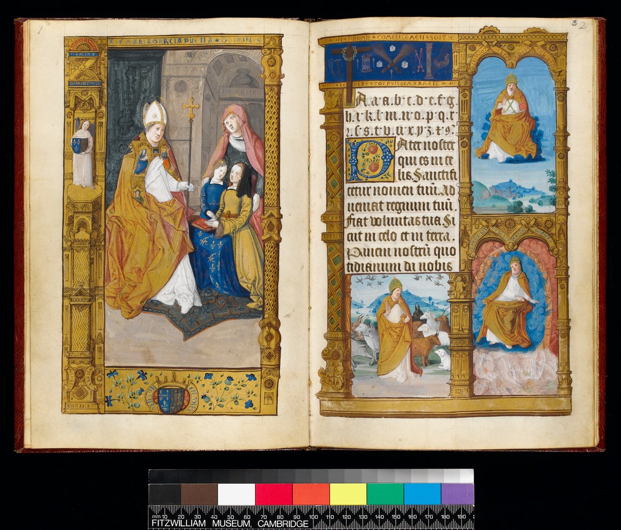 Ms 159, fol 2v och 3r Anne av Bretagne presenterad för St Claude, från 