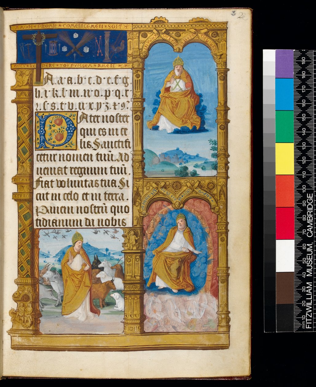 Ms 159, fol 3r Livet av den helige Claudius av Besancon, ur "The Primer of Claude of France" (bläck och guldbläck på pergament) av Master of Antoine de Roche