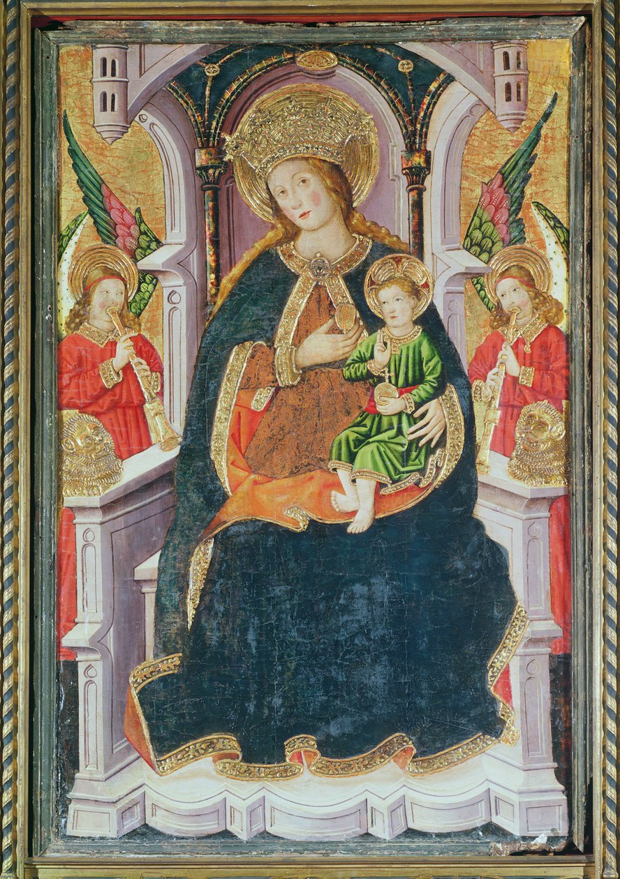 Jungfru och barn med musikänglar (tempera på panel) av Master of Burgo de Osma