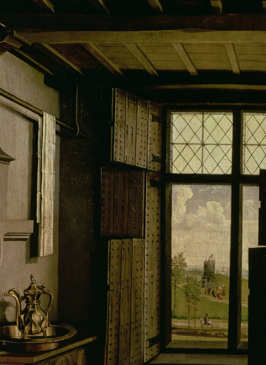 Detalj av fönstret, från St. Barbara-flygeln på Werl Altarpiece, 1438 (detalj av 36924) av Master of Flémalle