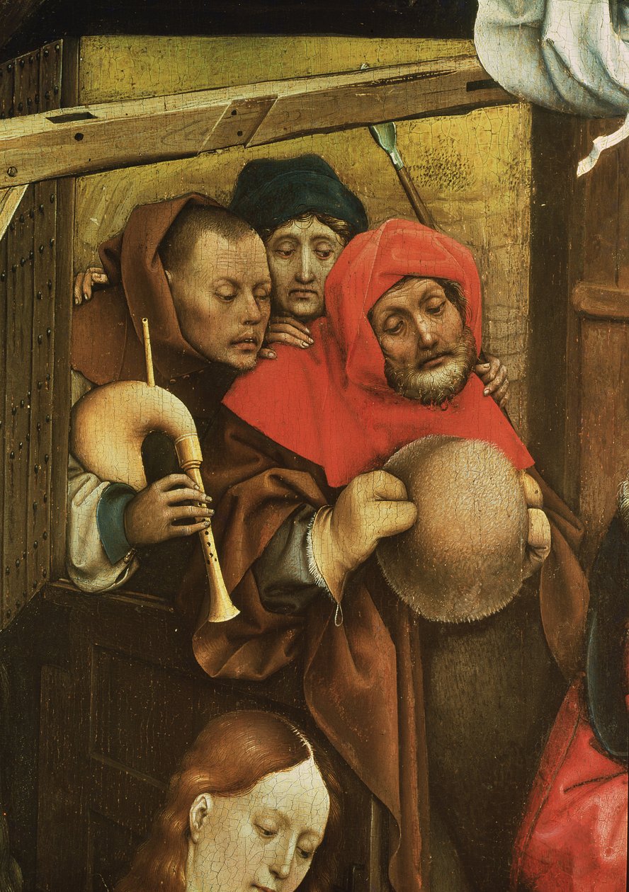 Födelse, detalj av herdarna, ca 1425 (detalj av 128673) av Master of Flémalle