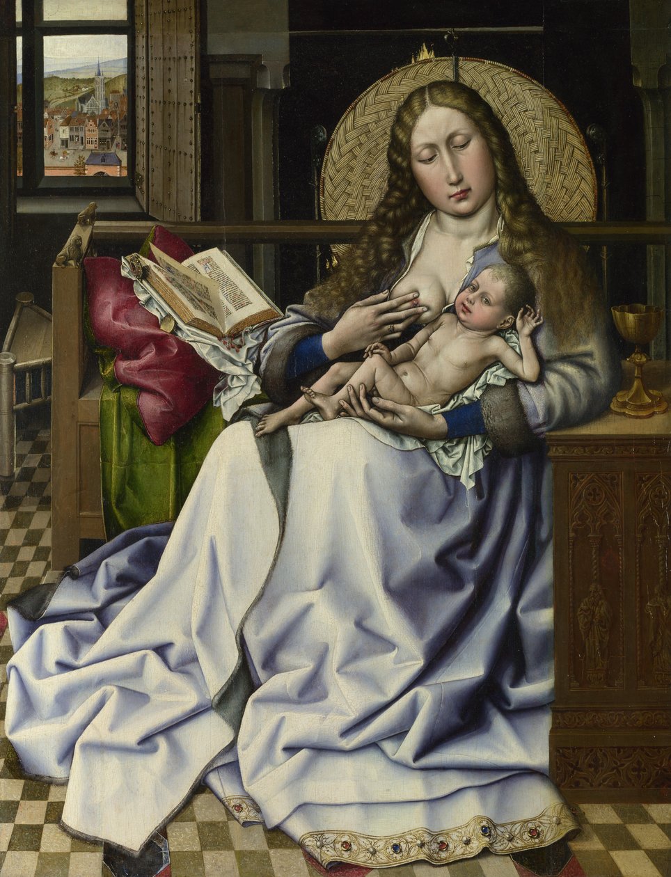 Virgin and Child Before a Firescreen, ca 1440 (olja och äggtempera på panelen) av Master of Flémalle