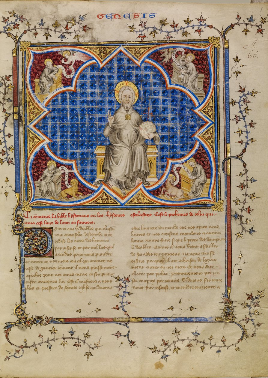 Christ in Majesty and the four Evangelists with their Symbols av Master of Jean