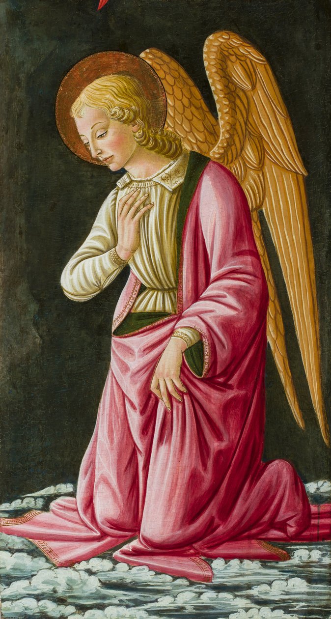 Kneeling Angel, c.1480 (olja) av Master of Johnson Nativity or Tabernacle