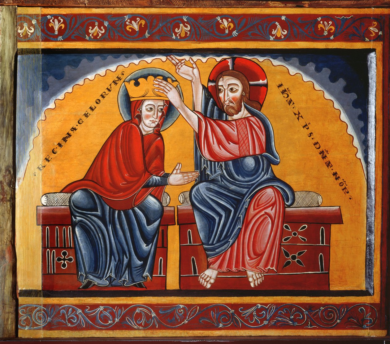 Jungfrukröning (tempera på panel) av Master of Lluca