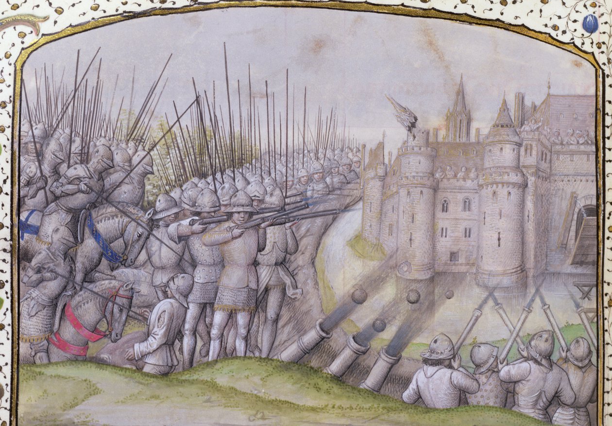 Ms 659 f.271 r. Slaget vid Avray 1364, 1477 av Master of Mary of Burgundy