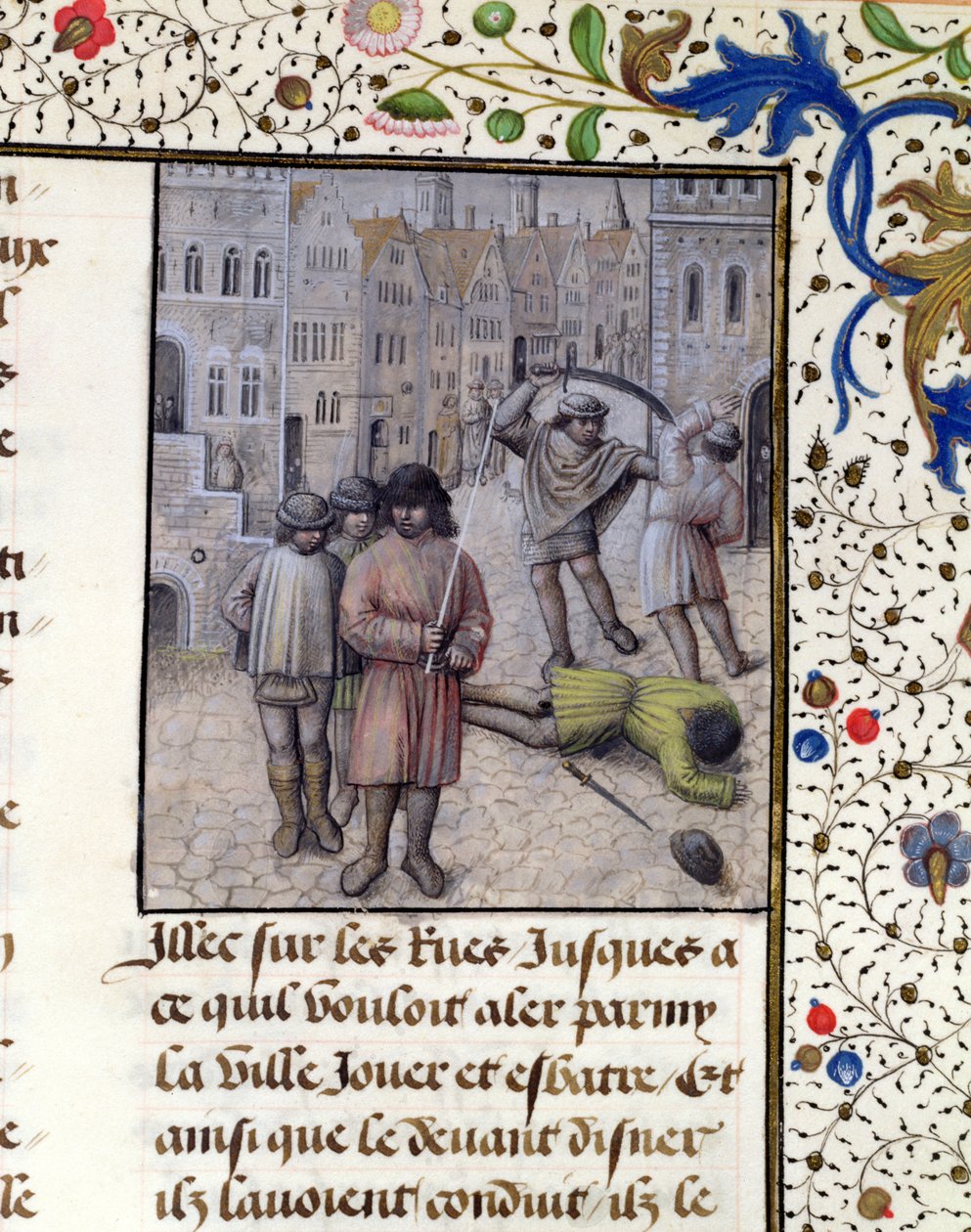 Ms 659 fol.221r Jacob van Artevelde leder ett uppror i Gent mot grevarna av Flandern 1340, 1477 av Master of Mary of Burgundy