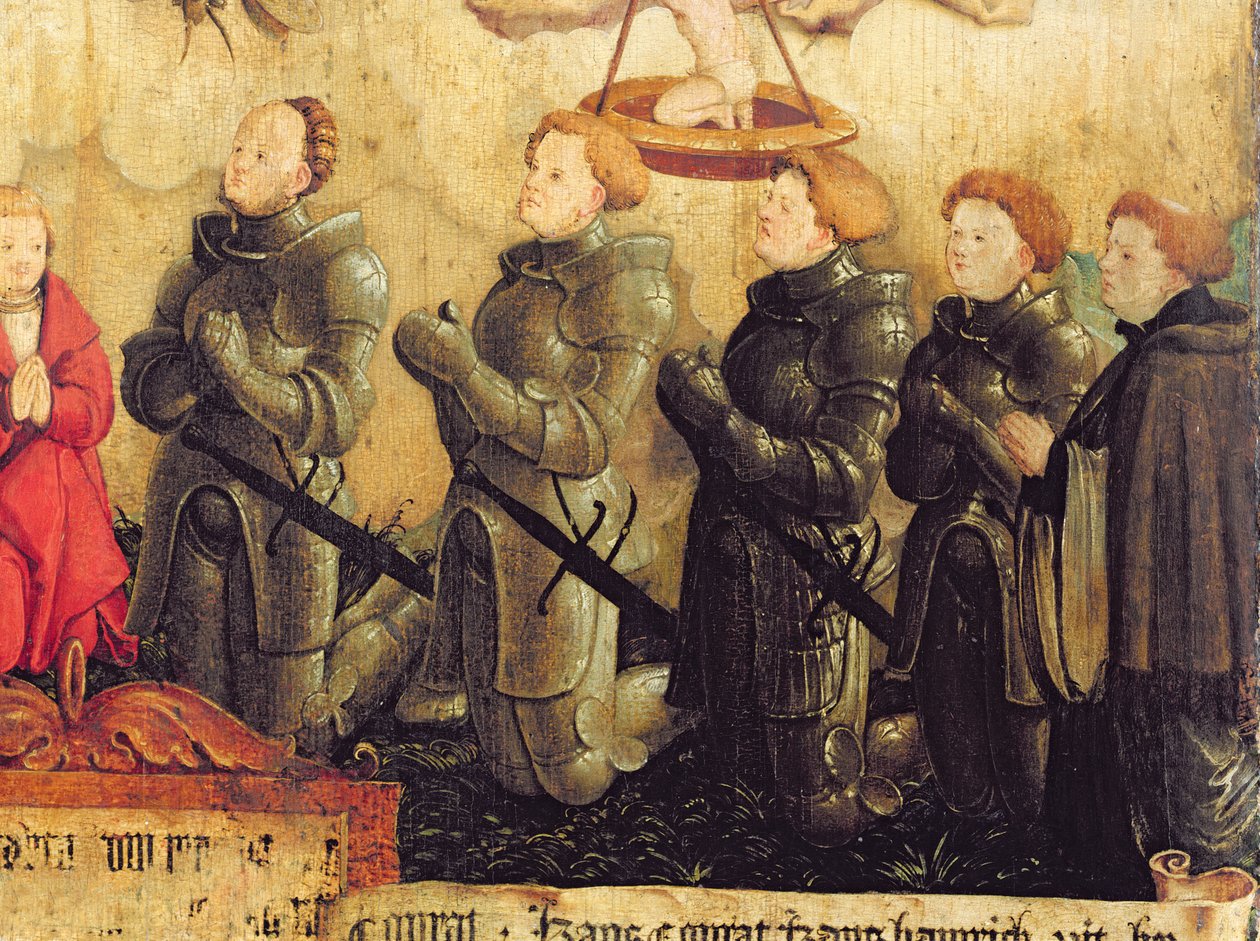 Kneeling Knights, detalj från The Holy Trinity av Master of Messkirch