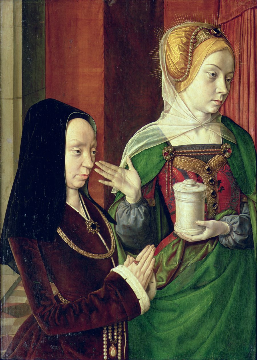 Madeleine av Bourgogne presenterad av S:t Maria Magdalena av Master of Moulins
