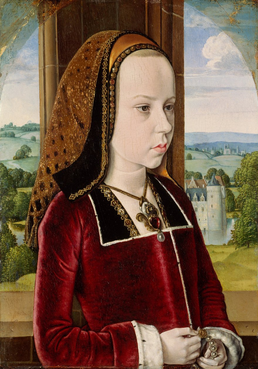 Porträtt av Margareta av Österrike, ca 1490 (olja på ekpanel) av Master of Moulins