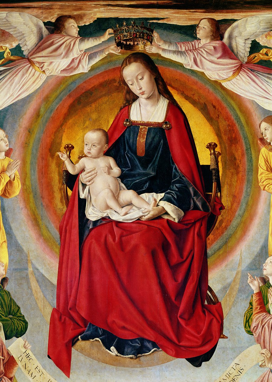 Jungfruns kröning, detalj från Bourbonaltartavlan, ca 1498 (detalj av 57630) av Master of Moulins