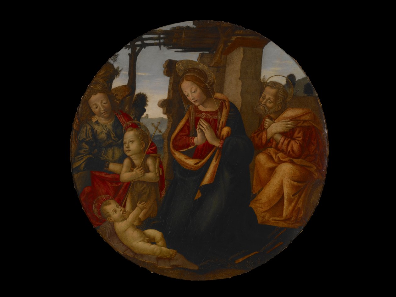 The Holy Family with St. John the Baptist and an Angel av Master of Naumburg