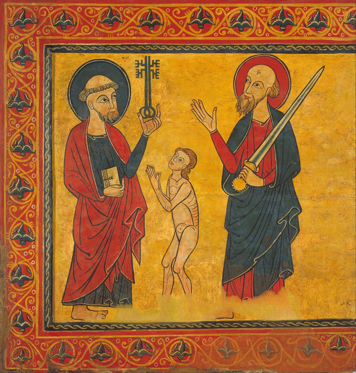 Tillgivande själ mellan Saint Peter Saint Paul av Master of Soriguerola
