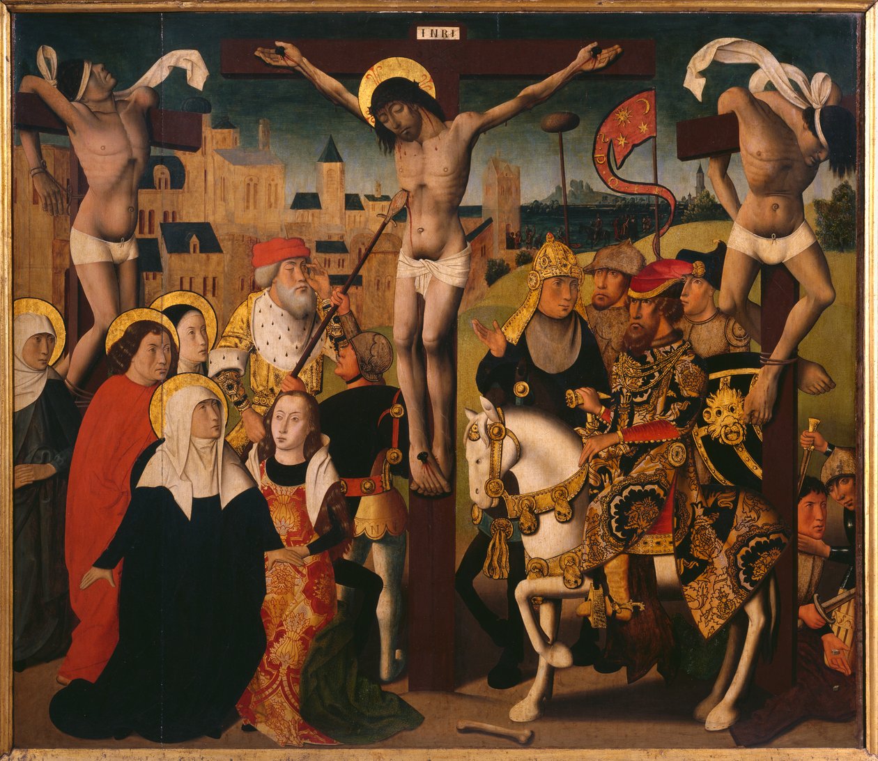 Passionstriptyk, korsfästelse, centralpanel (se även 345856, 345857, 345858) av Master of St. Godelieve Legend