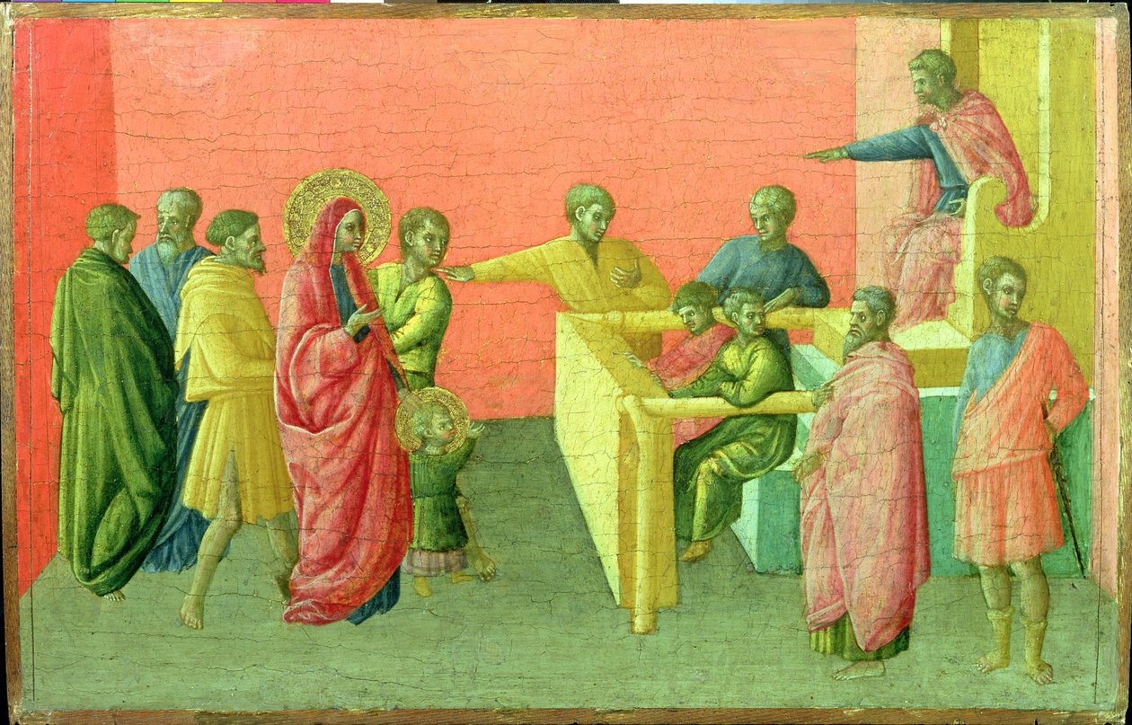 The Saints Accused of Embracing Christianity, 1400-50 (tempera och bladguld på panel) av Master of St. Julitta and St. Quiricus Master of St. Julitta and St. Quiricus