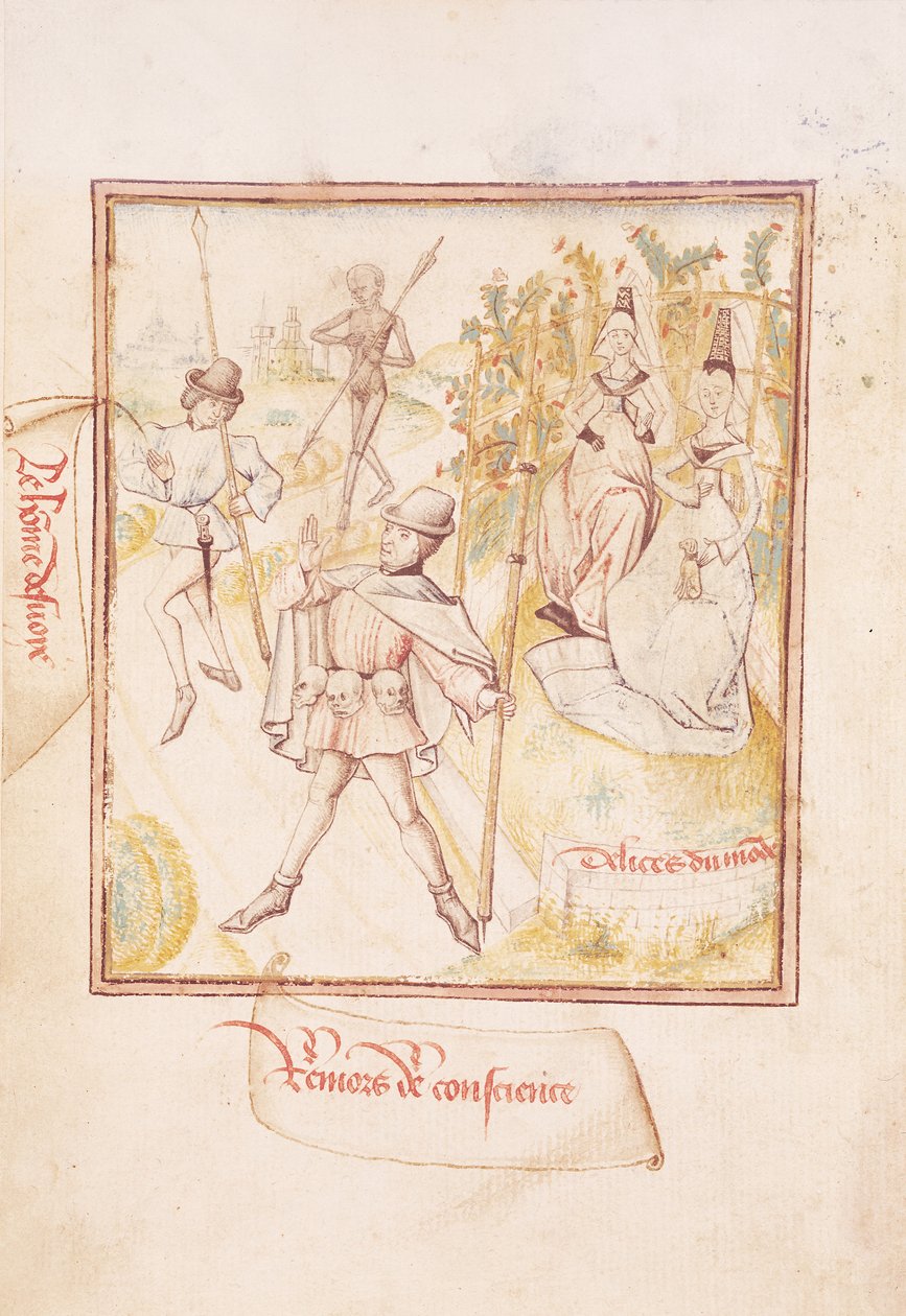 Ms 410 fol.24v Mannen förledd med andra tankar och världens nöjen, från 