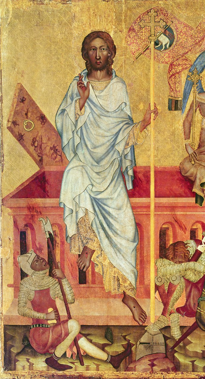 Kristi uppståndelse, ca 1350 (tempera på panel) (detalj av 156876) av Master of the Cycle of Vyssi Brod