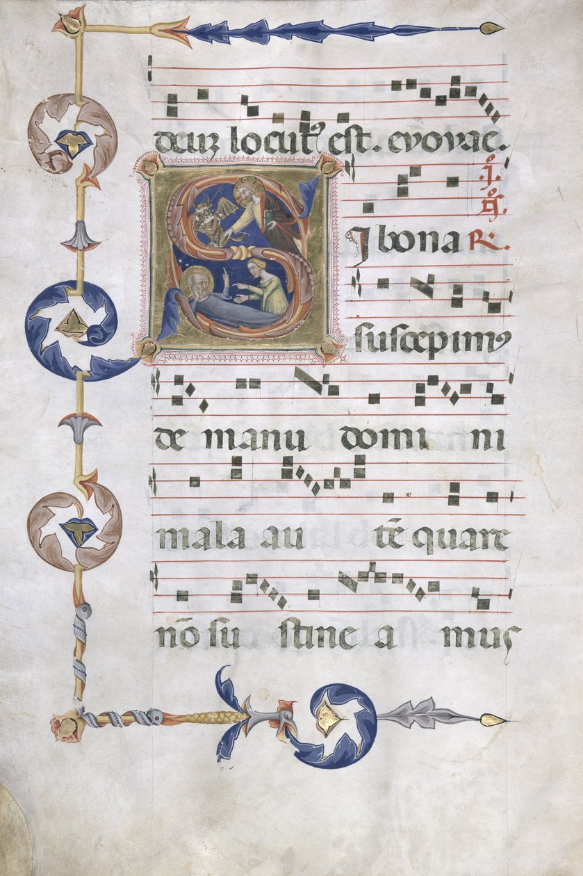 Ms 564 f.13v Sida med historiskt initialt 